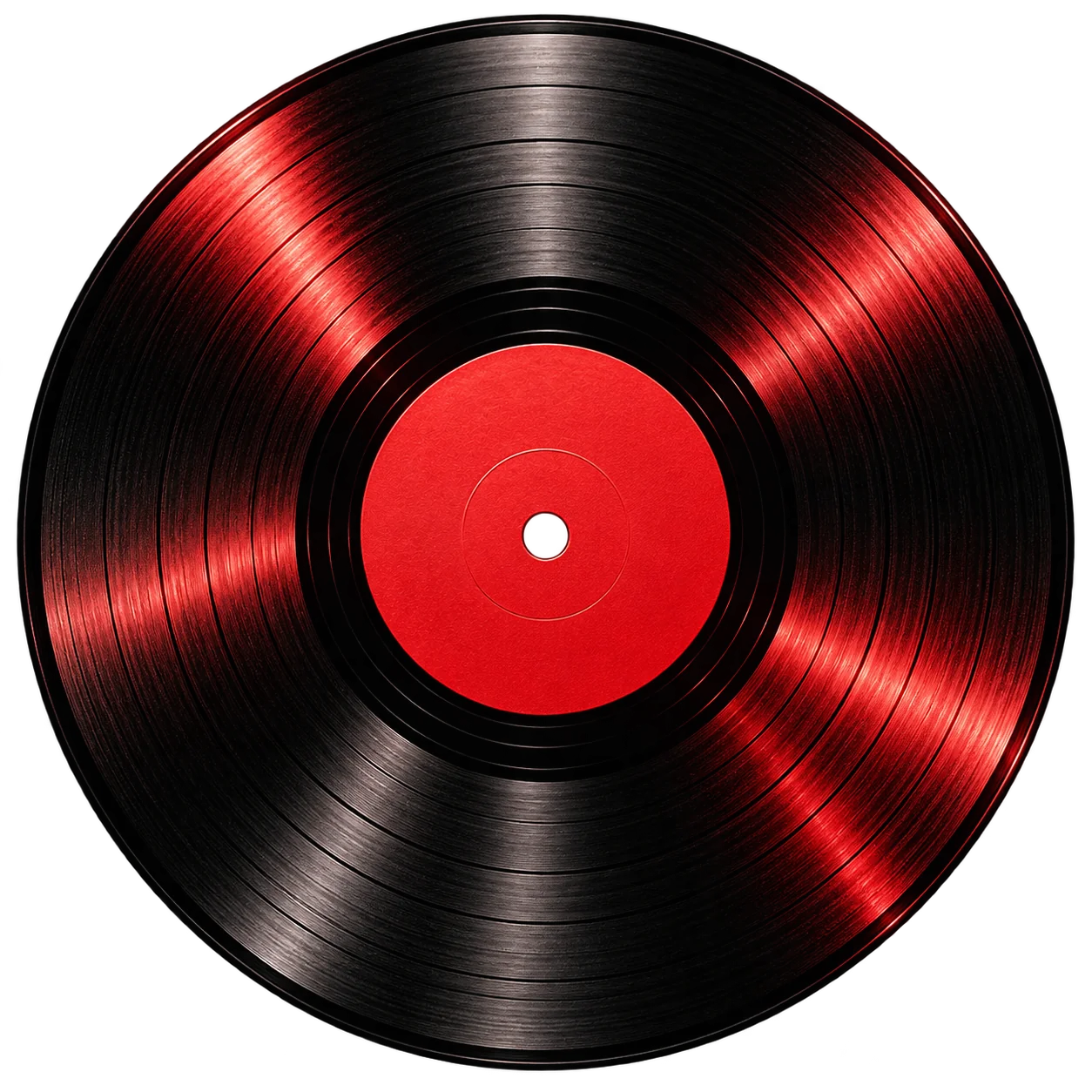 Red light across the grooves of a vinyl record